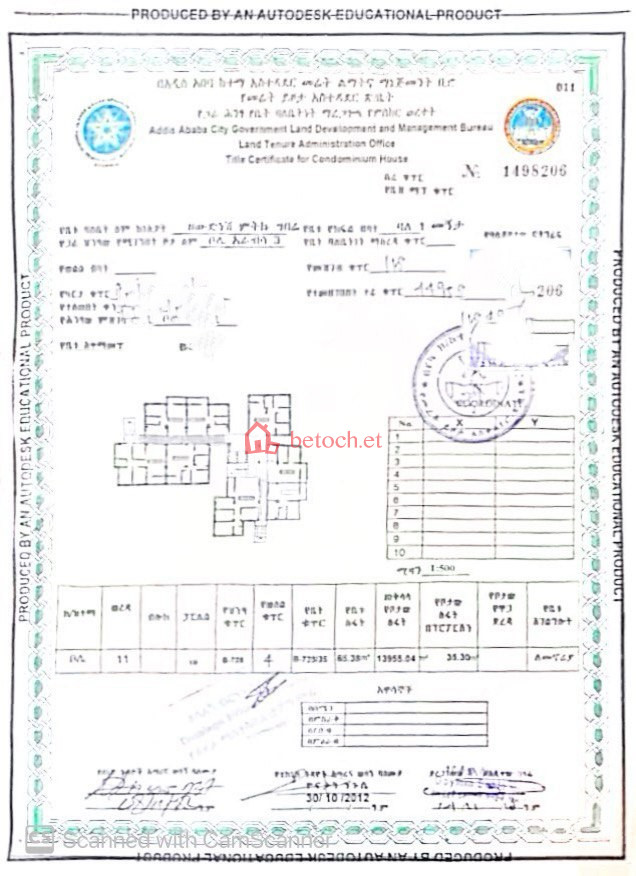 Bole Arabsa 20*80 Condominium 65.38 m2 5th F