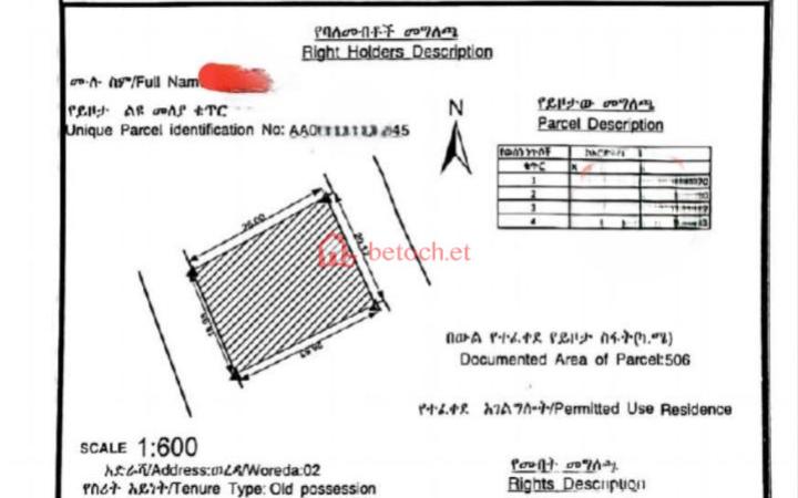 Bole Wollo Sefer 506 m2 A Vacant Plot