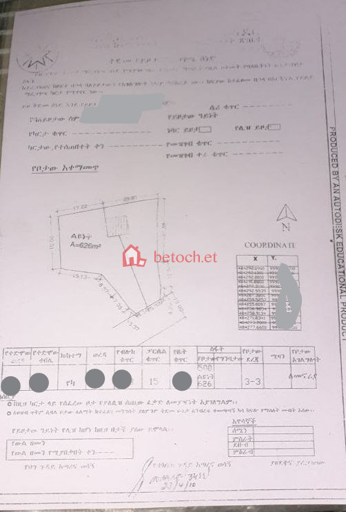 Wossen Abem St. George 1200 m² an old Ground residence House (For Apartment, School, & Others investment)